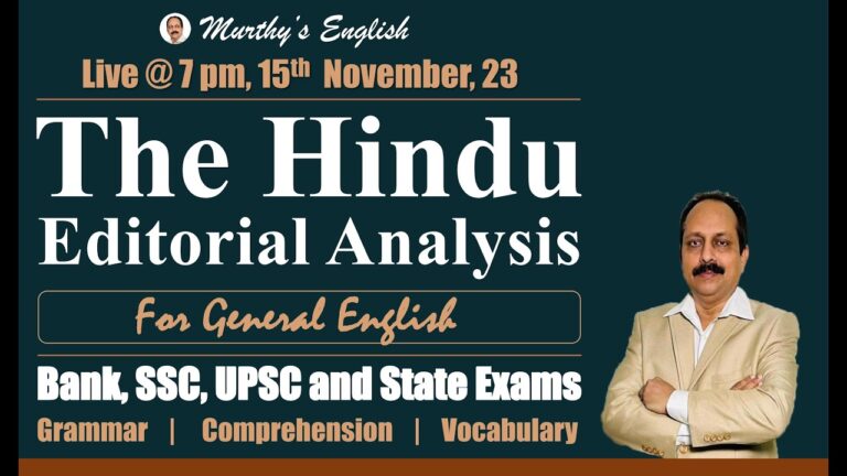 15th Nov., 2023 | The Hindu Editorial Analysis | The Hindu Newspaper Vocabulary | BANK | SSC | UPSC