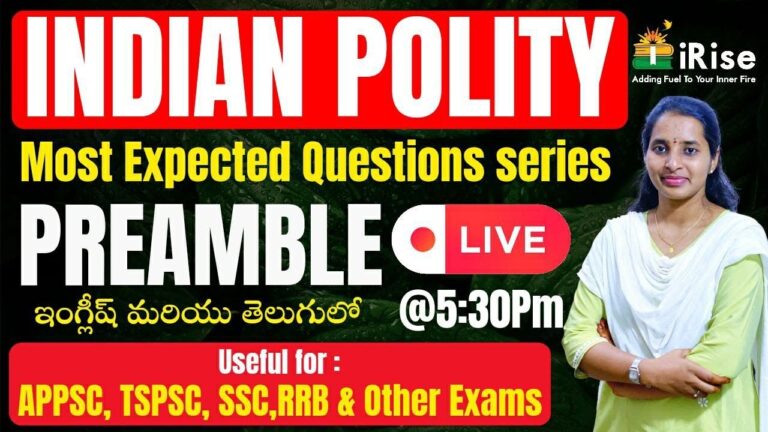 🔴LIVE🔴INDIAN POLITY MOST EXPECTED QUESTIONS in PREAMBLE Topic #Appsc #Tspsc #SSC #RRB