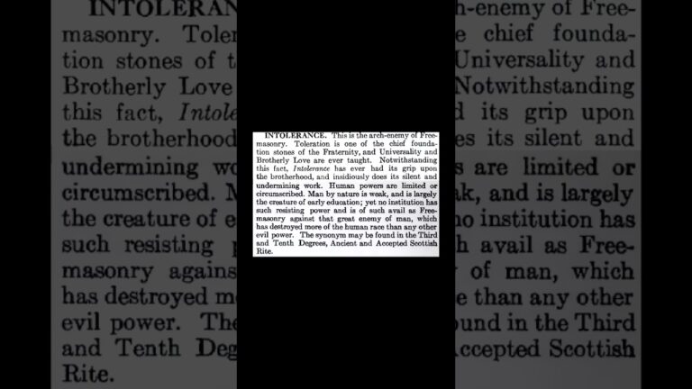 Intolerance: Encyclopedia of Freemasonry By Albert G. Mackey