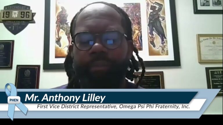 Anthony Lilley, First Vice District Representative of Omega Psi Phi Fraternity, Inc., delivers a…