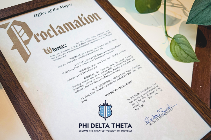 City of Oxford Declares July 20, 2026 ‘Phi Delta Theta Week’